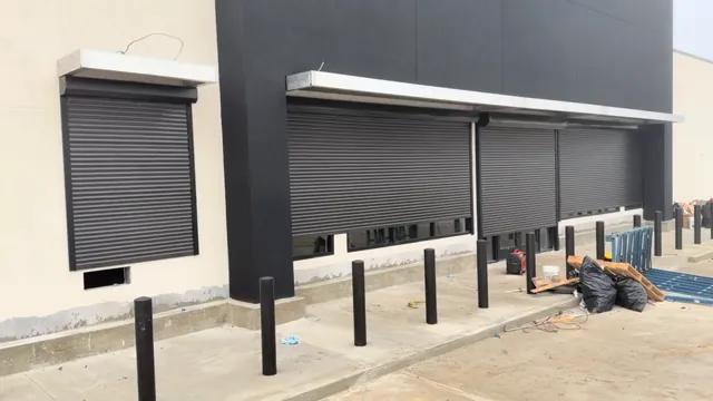 Dark shutters. Light facade. Rolling shutter installation