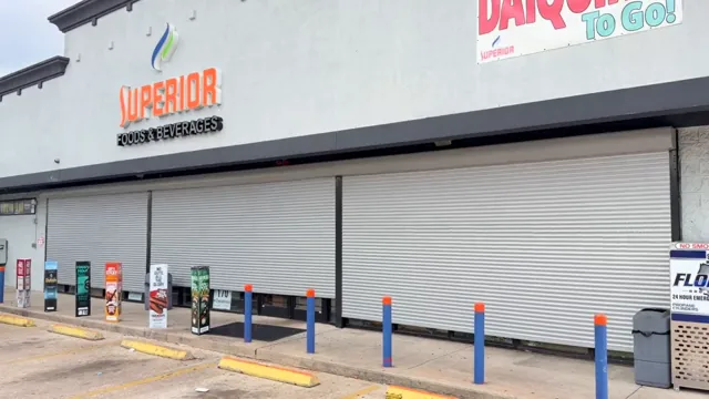 The full storefront width. Rolling shutter installation