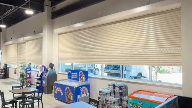 From inside the shop. Rolling shutter installation