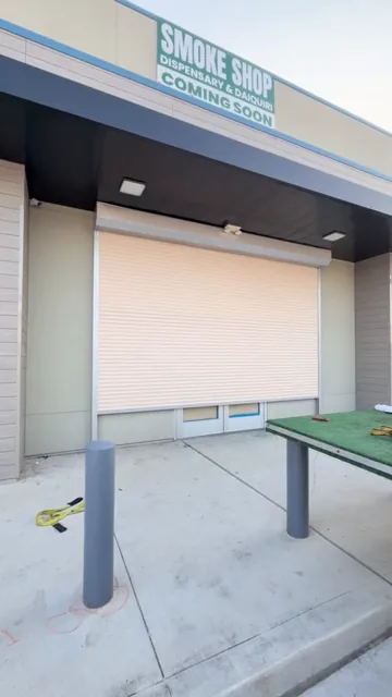 An entrance in close-up. Rolling shutter installation